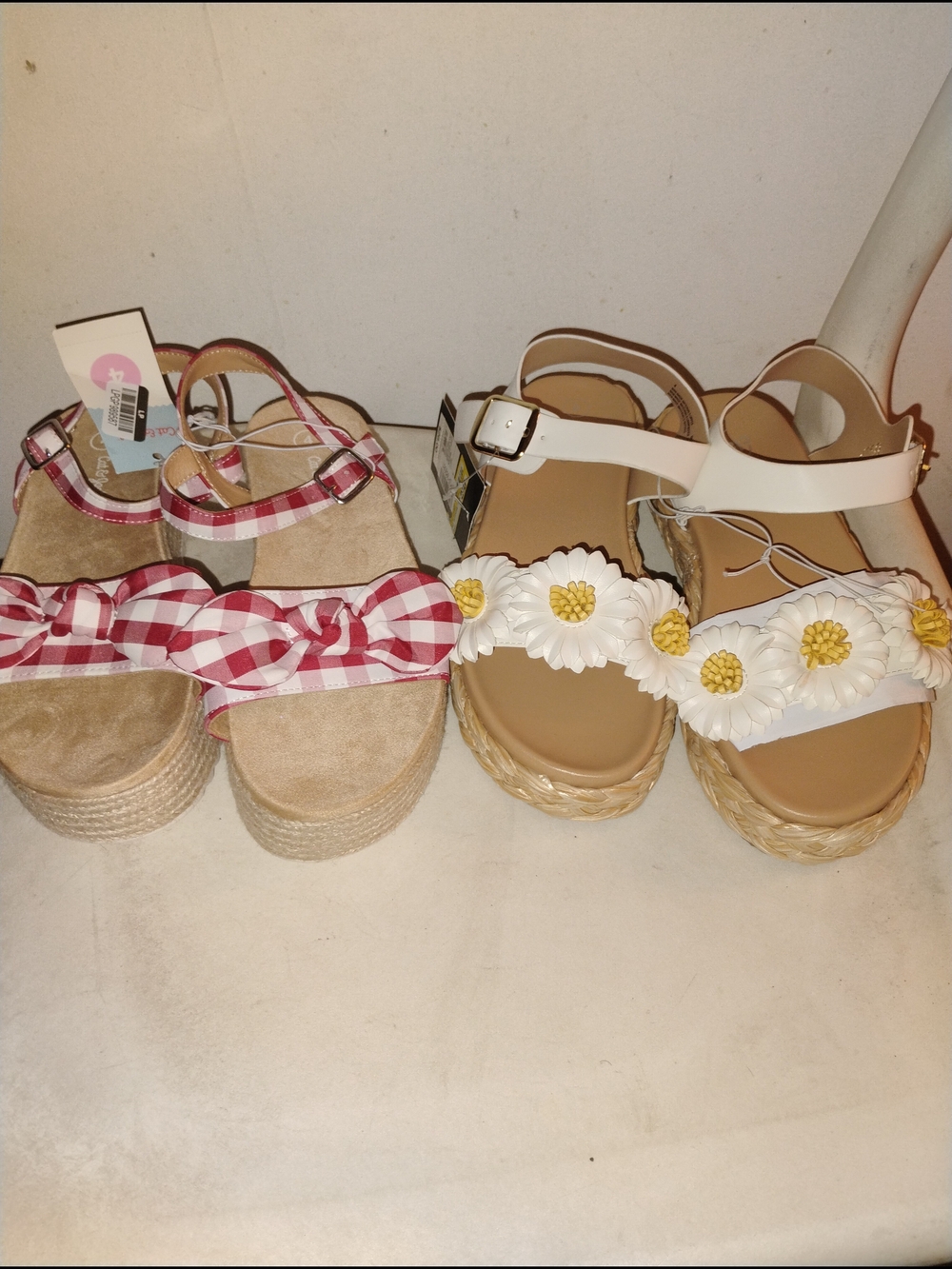 White Daisy Espadrille Platform Sandals